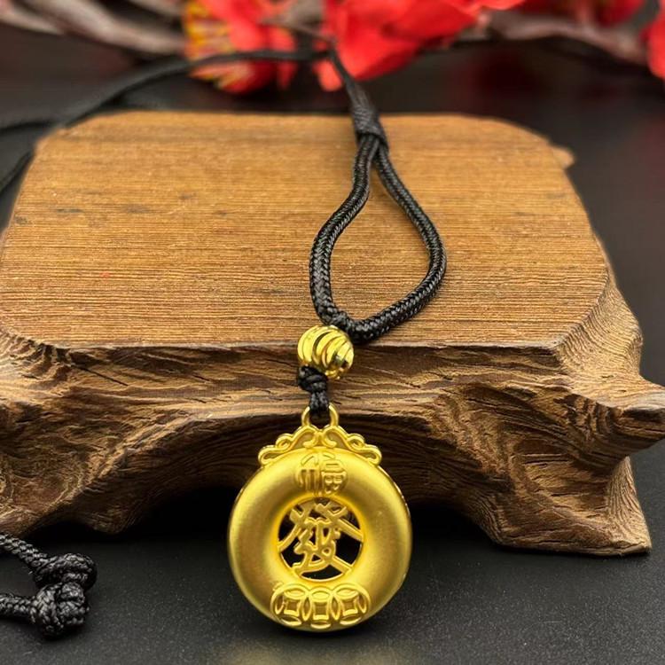 Vietnamesischer Sandgold Buddha Anhänger: Vergoldetes Maitreya Flammen Design