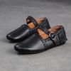 Fashion GKTINOO Genuine Leather Solid Color Belt Buckle Women's Shoes 2025 Autumn New Retro Versatile Tassel Round Toe Soft Sole Flats