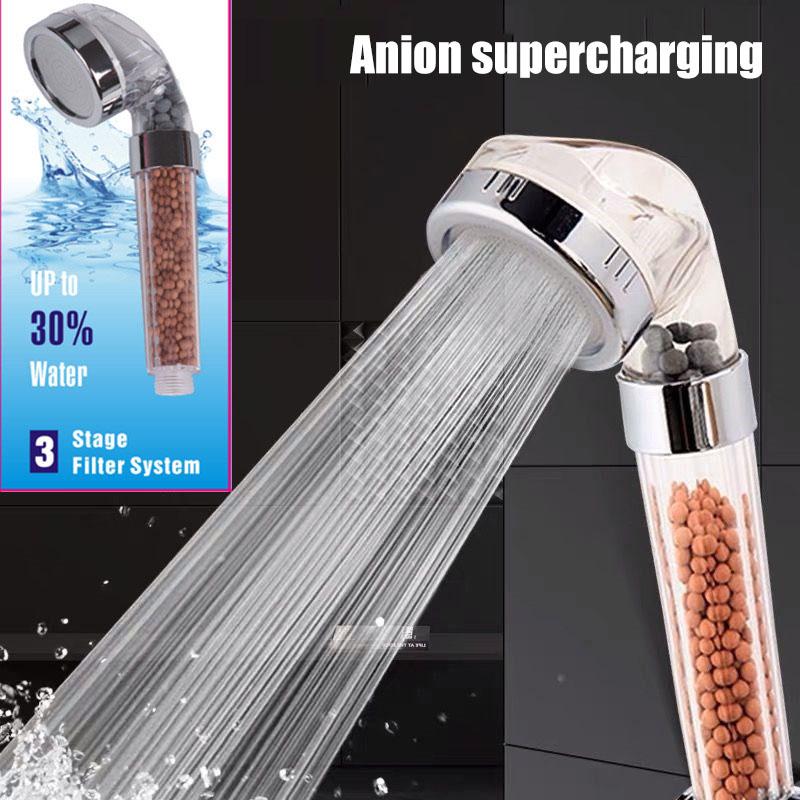 Showerhead 3-speed Adjustment Portable Shower Filter Negative Ion Stone Shower for Bathroom Items Bath Accessories Showers Parts