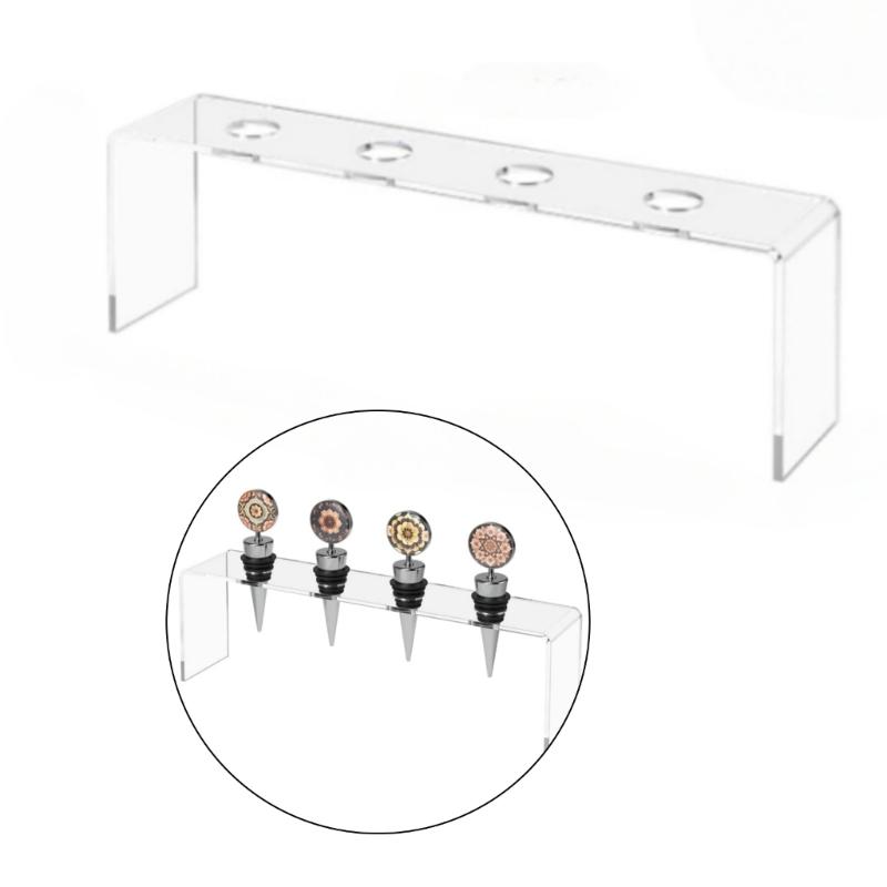 Pack Of 2 Acrylic Wine Bottle Stopper Display Holders Clear Storage Rack For Kitchen Home Bar Countertop Organizers