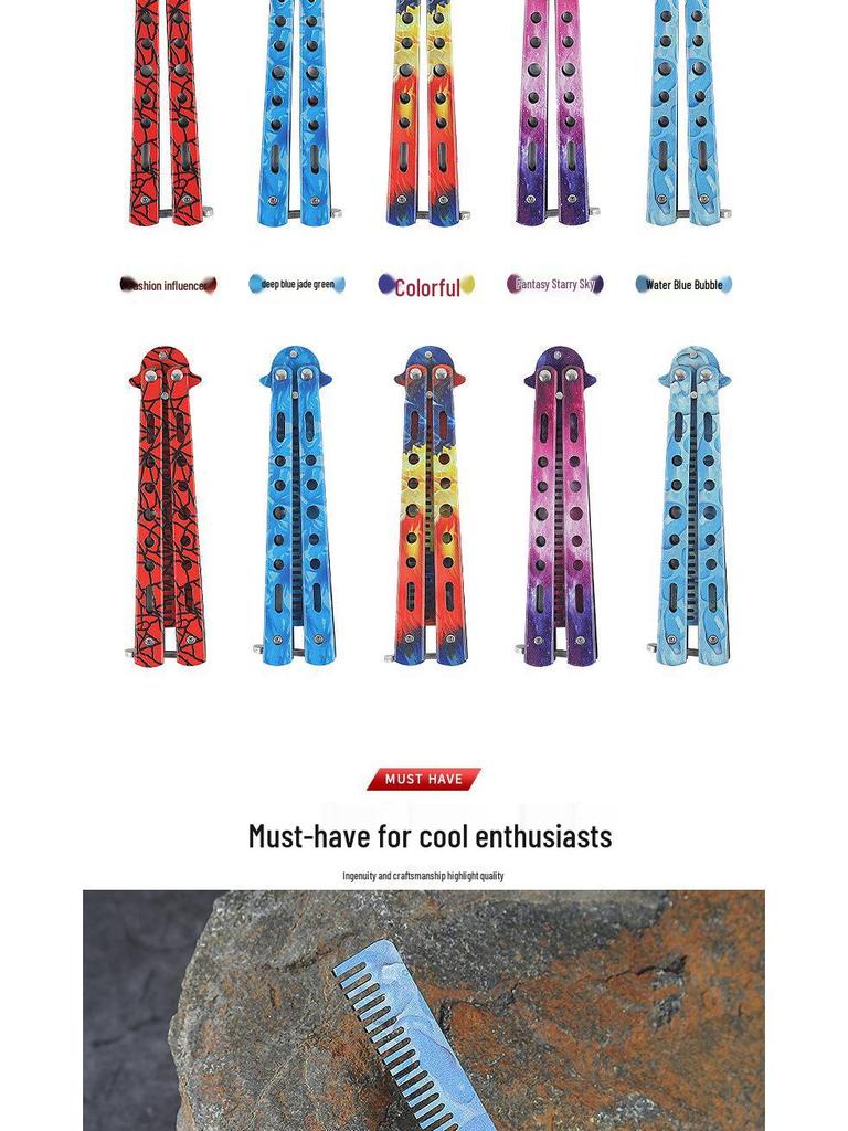 3D Folding Unsharpened Butterfly Practice Comb for Outdoor Training