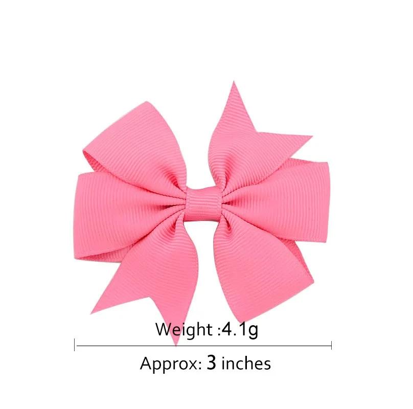 24pcs/Set Solid Grosgrain Ribbon Hair Clips for Girls Hair Bows Hairpins 3 To14 Age Children Handmade Hairgrips Hair Accessories