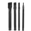 4 Pcs Prong Chisel Kit Leather Craft DIY Tool Black Electroplating Leather Craft Chisel