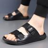 Fashionable Men's Thick Soled Comfortable Casual Slippers Outdoor Men Non Slip Cowhide Crocodile Pattern Breathable New Sandals