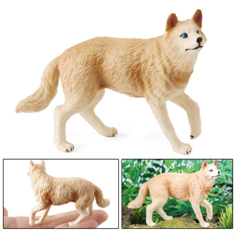 4Pcs Wolf Figurines Realistic Jungle Animal Model Figures Early Educational Toy X3UC