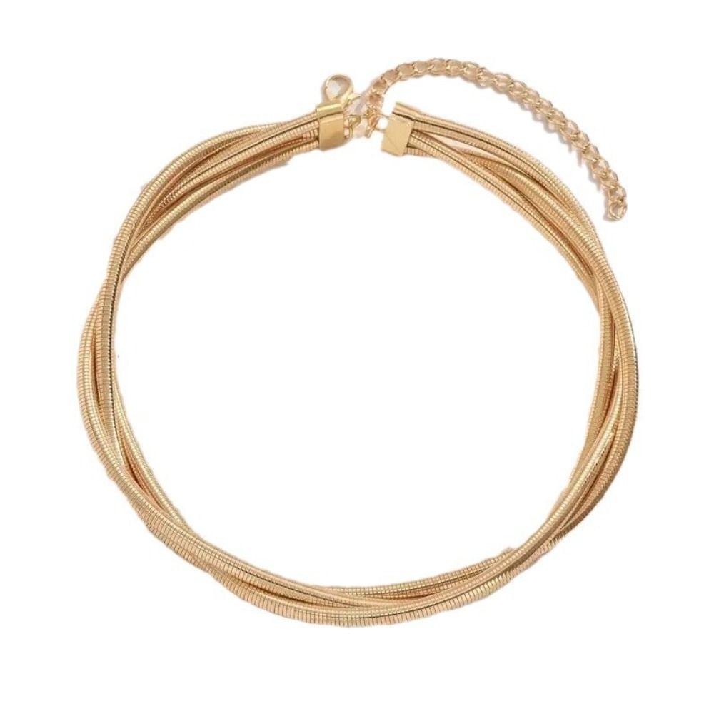 Zlatý flexibilní náhrdelník, stříbrný náramek, nový ohebný náhrdelník s hadem