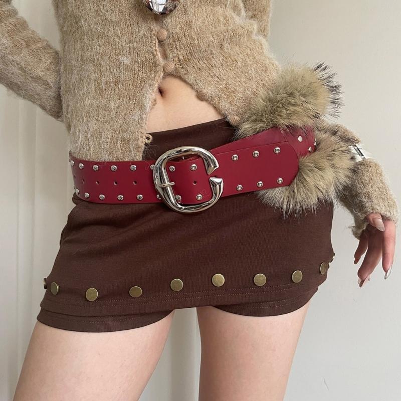 Edgy Faux And With Hardware Multi Hole Adjustable Waistband For Men Women Casual Outfits