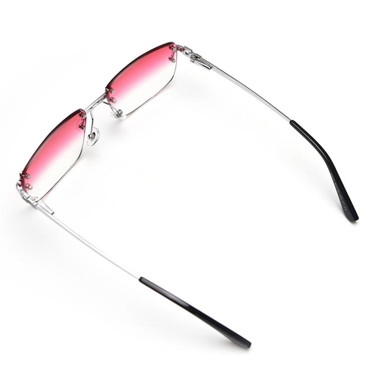 Rectangular Sun Glasses 90s Classic Fashion Summer Street Shot Decoration Luxury Metal square Frameless Sunglasses