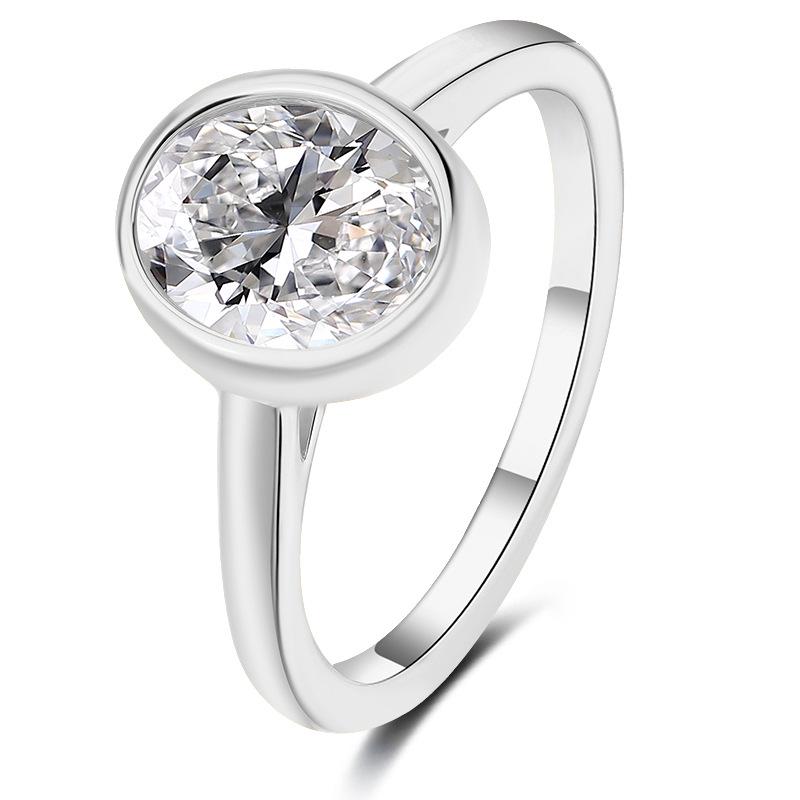 S925 Sterling Silver Moissanite Ring for Women, Irregular Egg Shape, High-End Design