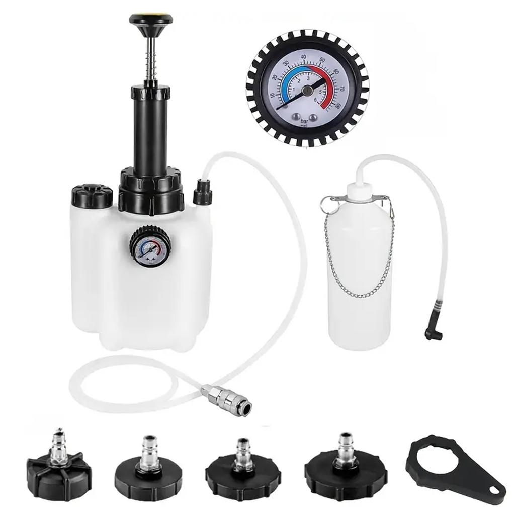 3L Brake Bleeding Kit with Pressure Gauge Efficient Manual Vacuum Pump System for Brake and Clutch Fluid Change Complete Set