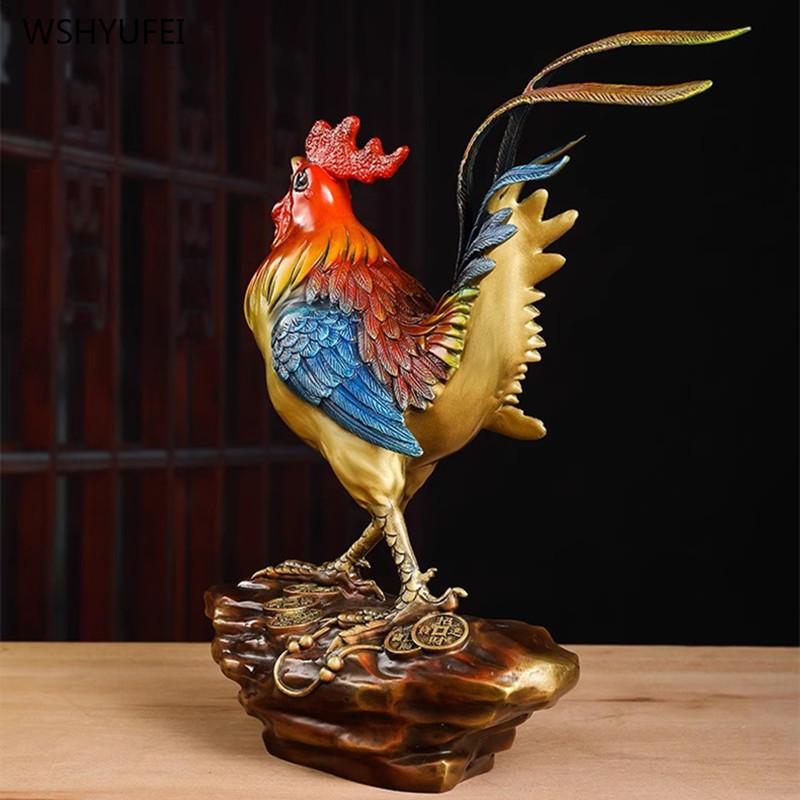 1PCS Metal Golden Rooster Decoration Home Living Room Office Rooster Lucky Crafts Metal Figurine