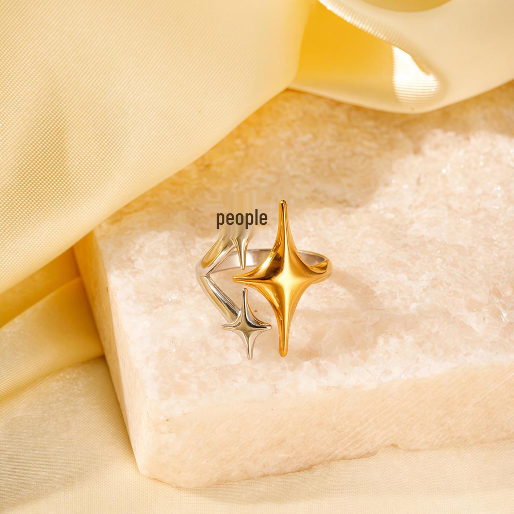 Regulowany pierścionek ze stali nierdzewnej w stylu Color-Block: Stylowy, Odporny na blaknięcie, Niszowy design dla kobiet