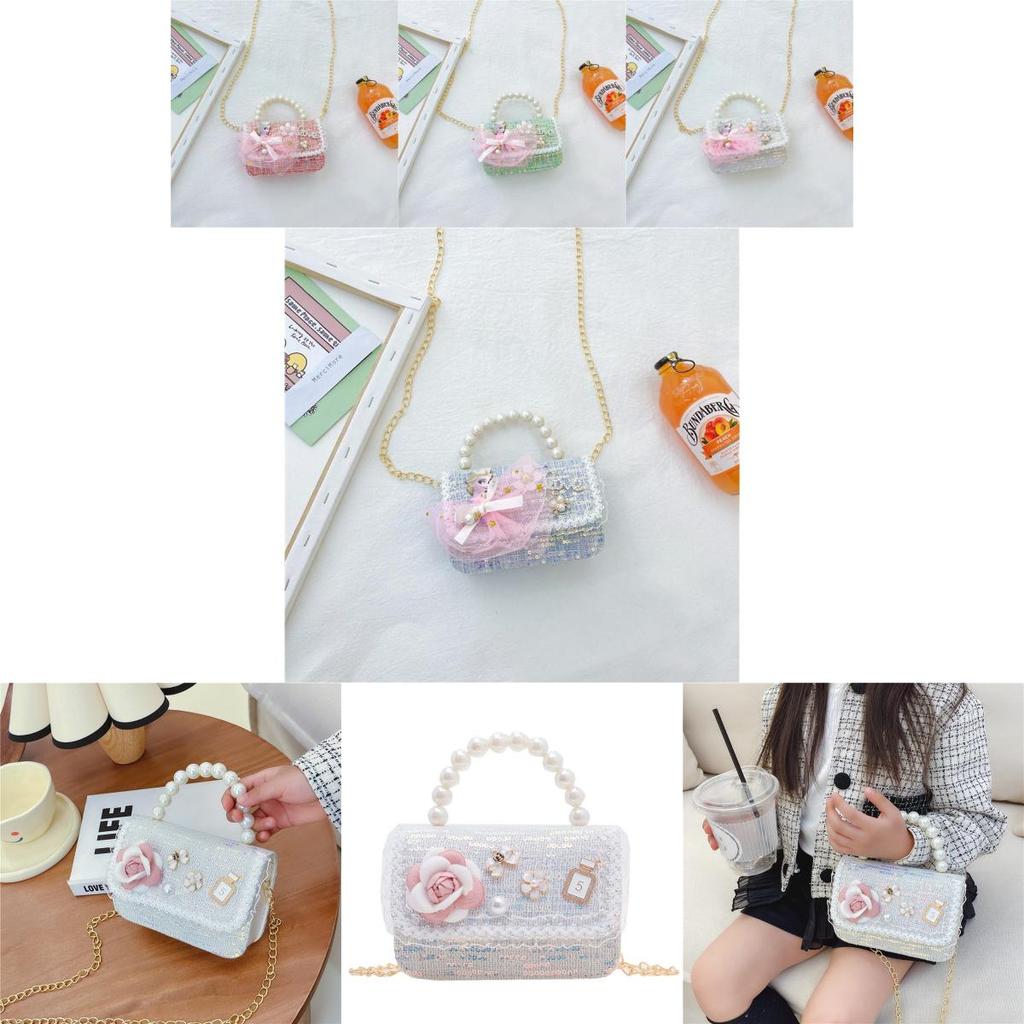 Charming Cartoon Princess Sequin Handbag Cute Mini Purse For Girls Pu Leather
