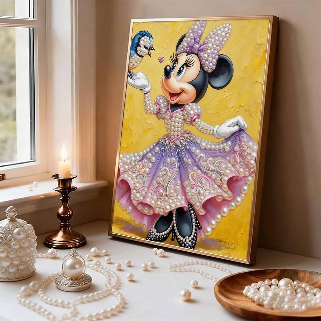 Disney Minnie Oil Painting Style Creative Pearl Painting Art 5D DIY Full Diamond Embroidery Mosaic Cross Stitch Kit Home Room Decoration