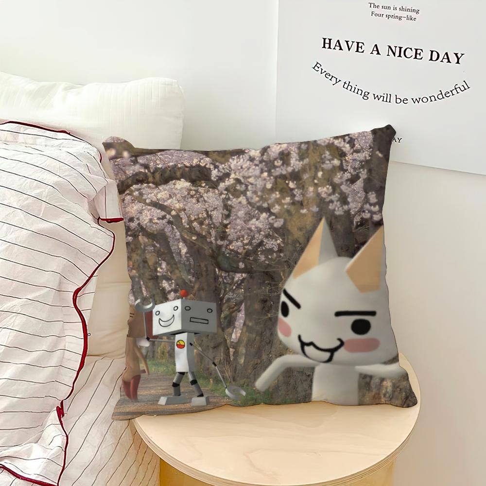 Cartoon Toro Inoue Cute cat cushion cover Pillow Case Pillowcase Soft Skin Friendly & Comfortable with a Hidden Zipper