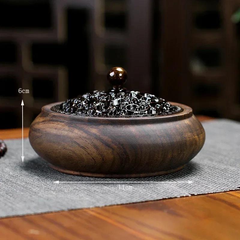 Indoor Sandalwood Incense Holder Walnut Wood Incense Burner Household Moxibustion Base Mugwort Pillar Incense Burner Decoration