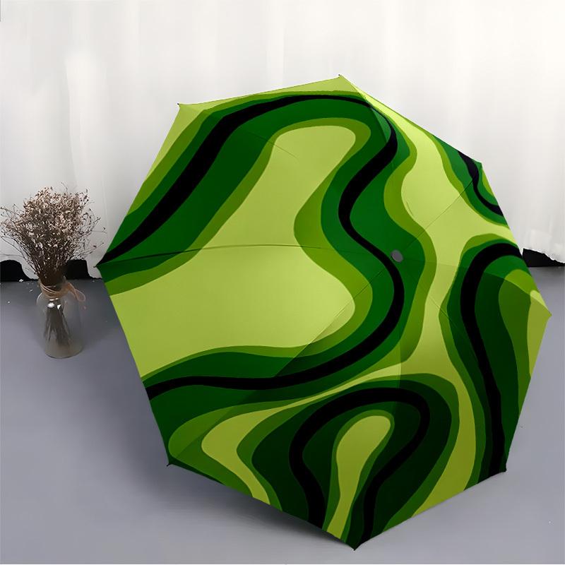 1pc Abstract Patterns Automatic Open/close Folding Compact Umbrella, 8 Rib Sturdy Canopy, Lightweight Portable, Commuting Use, Gift,,116
