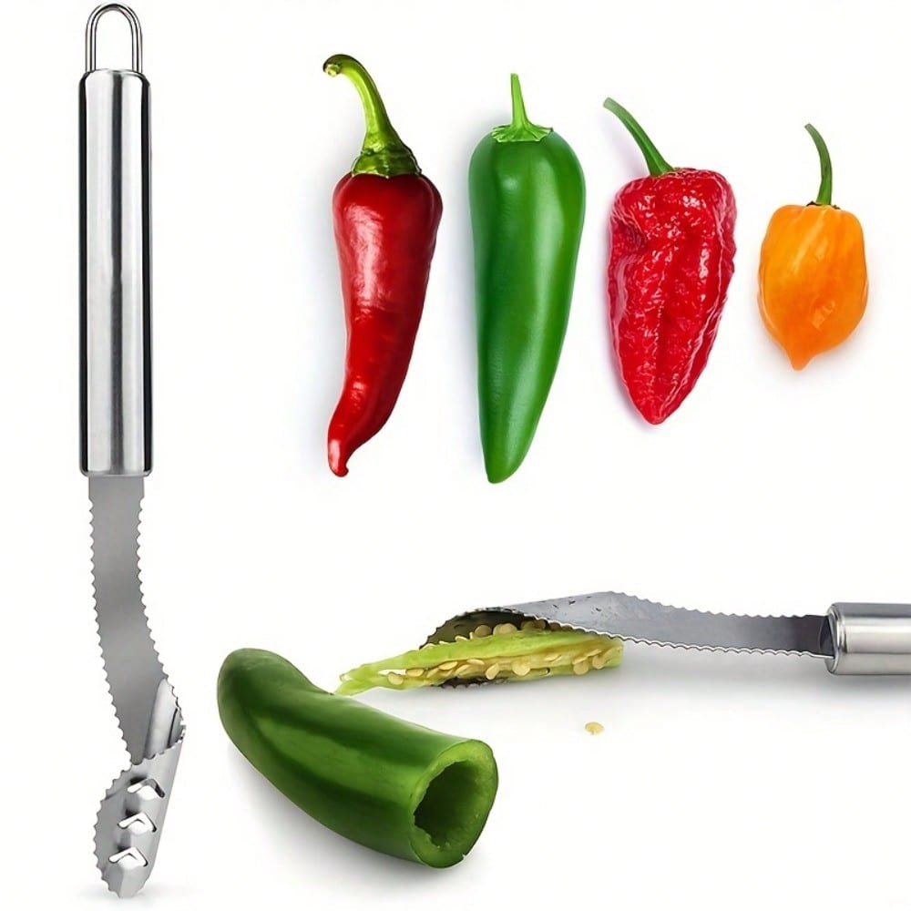 Pepper Corer & Seed Remover - Multifunctional Serrated - Upgrade Your Kitchen with This Stainless Steel