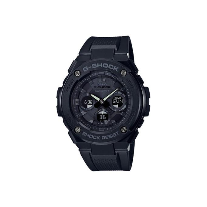 Casio G-Steel Series W Round Dual Display Waterproof Shock Resistant Solar Quartz Movement Resin Strap Men Watches Black GST-W300G-1A1PRD