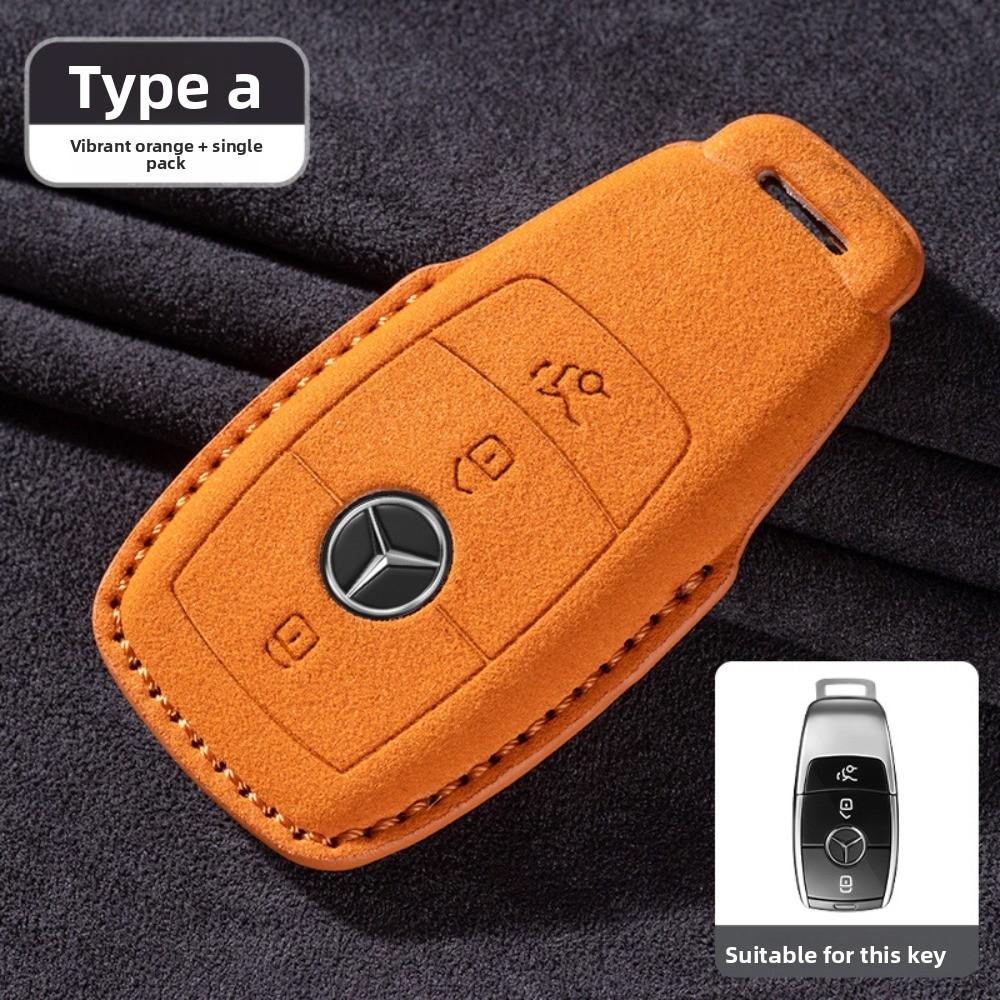 For Mercedes E300L Key Cover GLC260 Leather Case for Men E260L Car Accessories Suede Flip