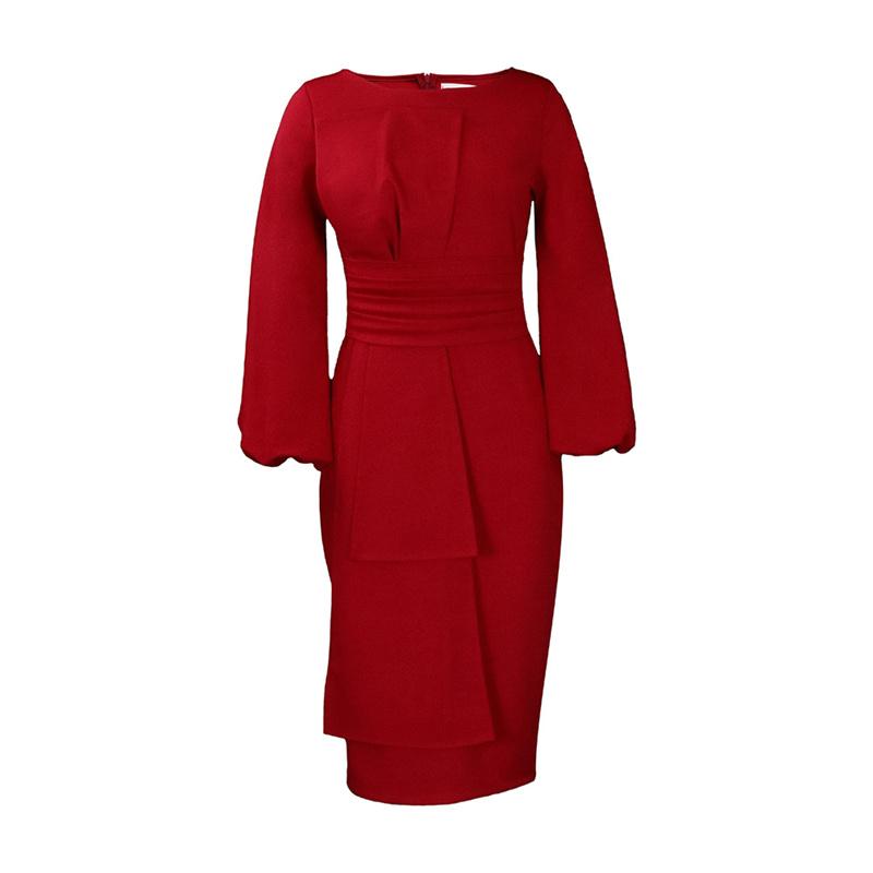 Sheath Business Women's Clothing Ol Temperament Size Dress Plus Solid Color