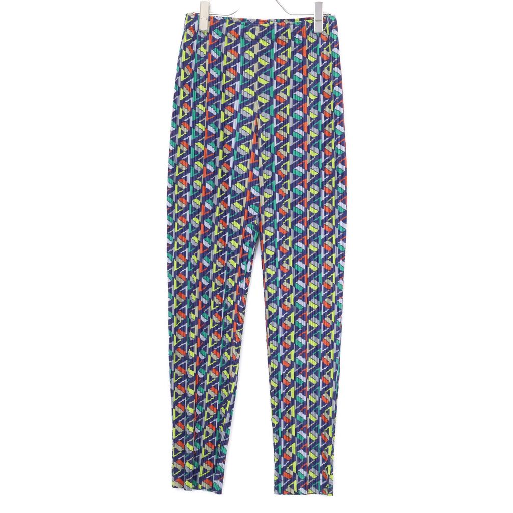 PLEATS PLEASE PP78-JF724 Multicolor Geometric Print Pleated Pants Bottoms 4 multicolorUsed