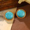 Turquoise Earrings Women's French Retro Niche Earrings Peacock Tassel Hollow Premium Earrings