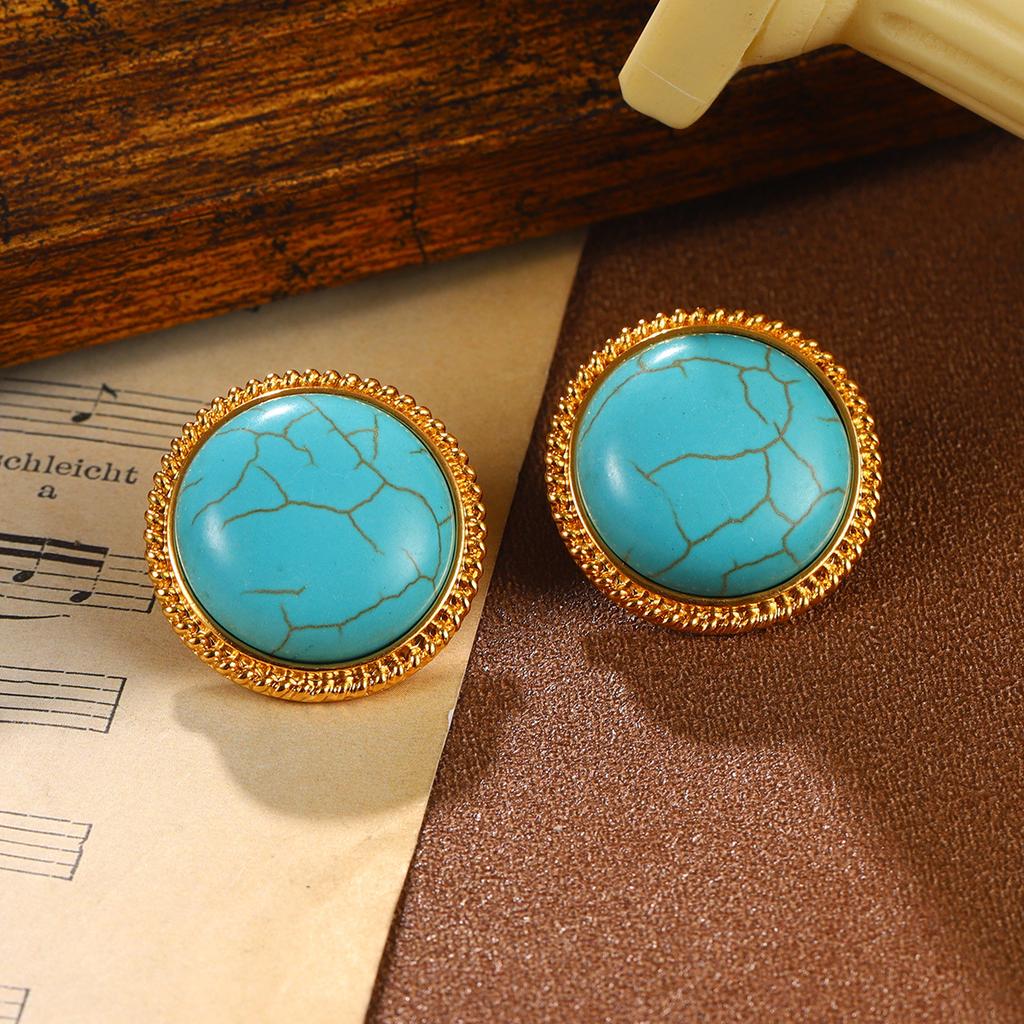 Turquoise Earrings Women's French Retro Niche Earrings Peacock Tassel Hollow Premium Earrings