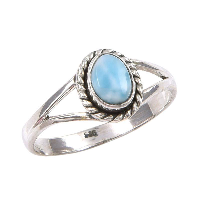 Natural Republic Larimar Gemstone Handmade 925 Sterling Silver Ring S.7.5 L3G62