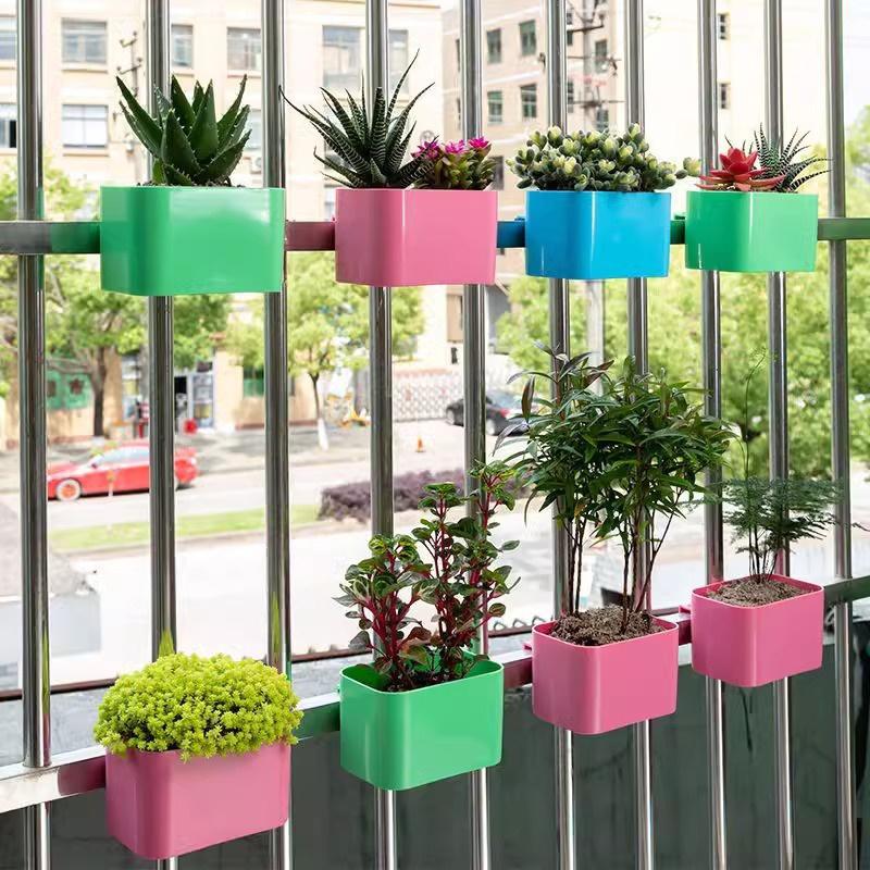 Home Rectangle Wall Hanging Planters Railing Flower Pp Plastic Pots Baskets Suitable For Balcony Fence Garden Outdoor Indoor