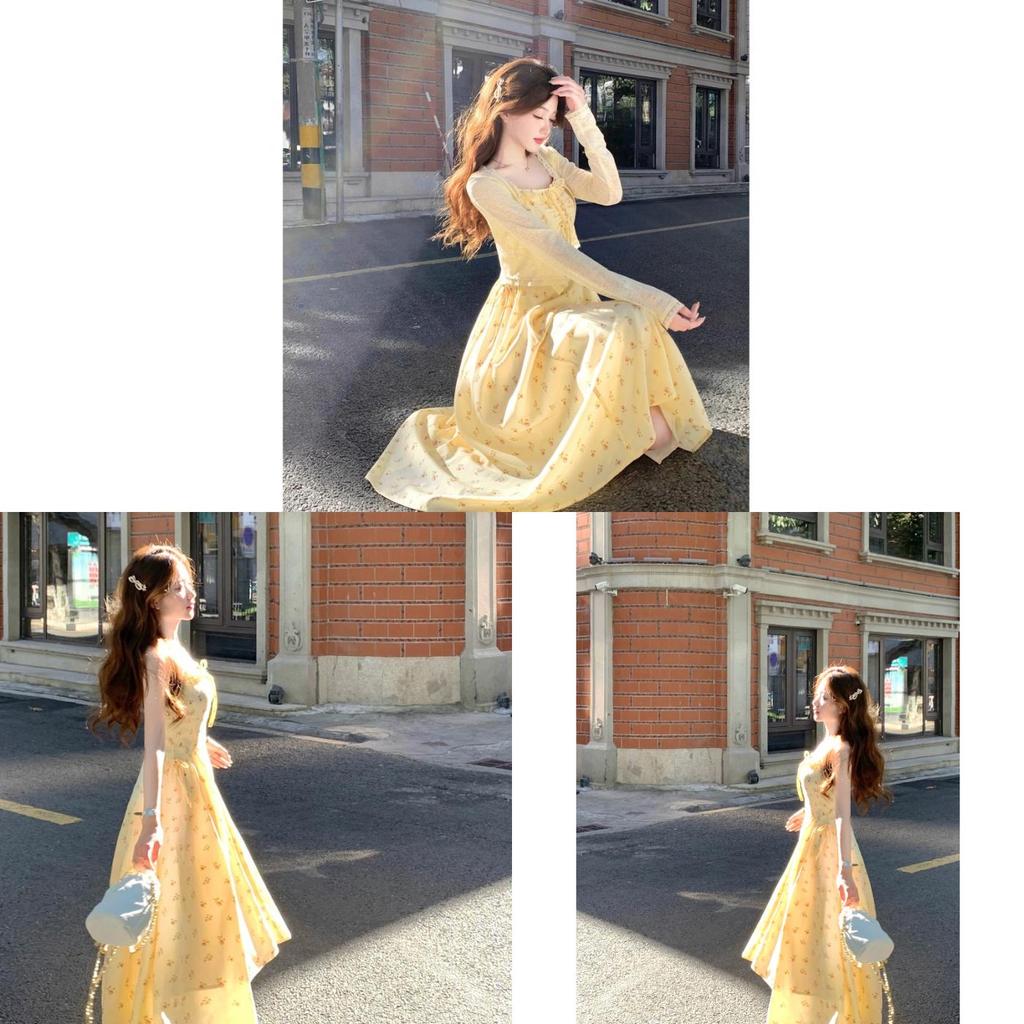 French Summer Girls Dress With Splicing Pattern And Polyester Fabric For Casual Wear