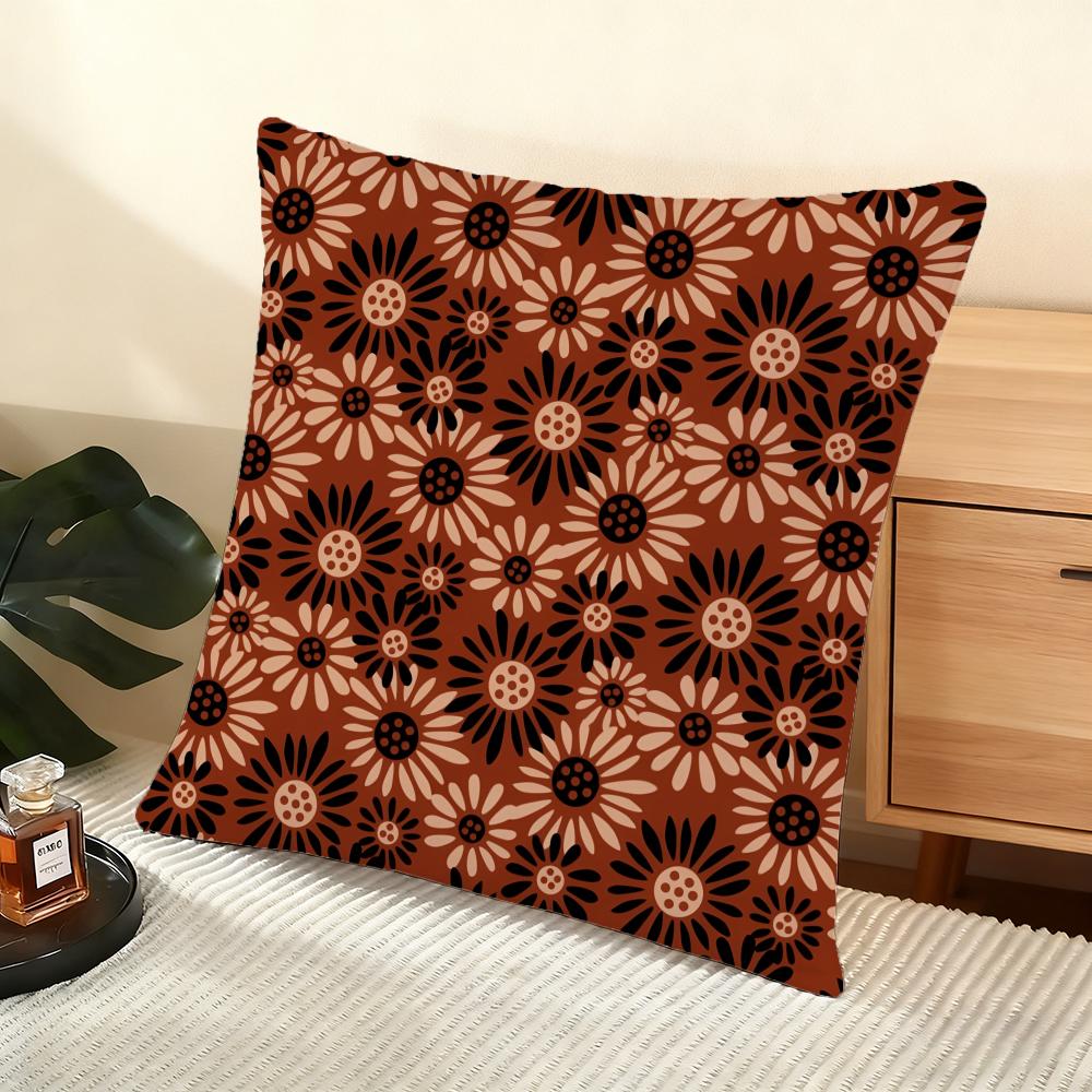 Sunflower Pattern Cushion Cover Soft Short Plush Pillow Cover Smooth Cozy Texture Aesthetic Cushion Case Home Decor