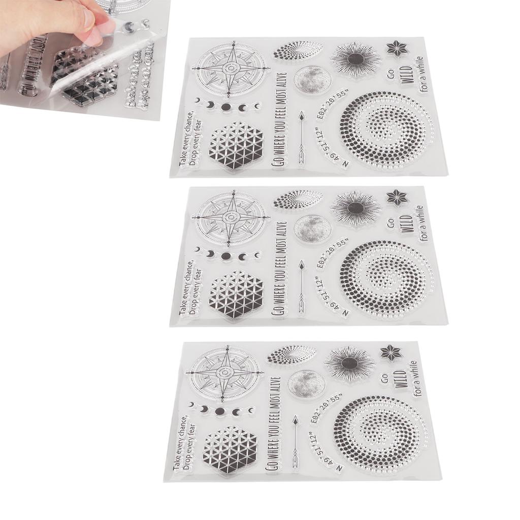 3pcs Clear Stamp Reusable  Scrapbook Handbook Album Decorative Transparent Stamp Paper Crafts Han