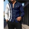 Skull Print Long Sleeve Shirt, Men's Fashion Casual Button-Up Shirt