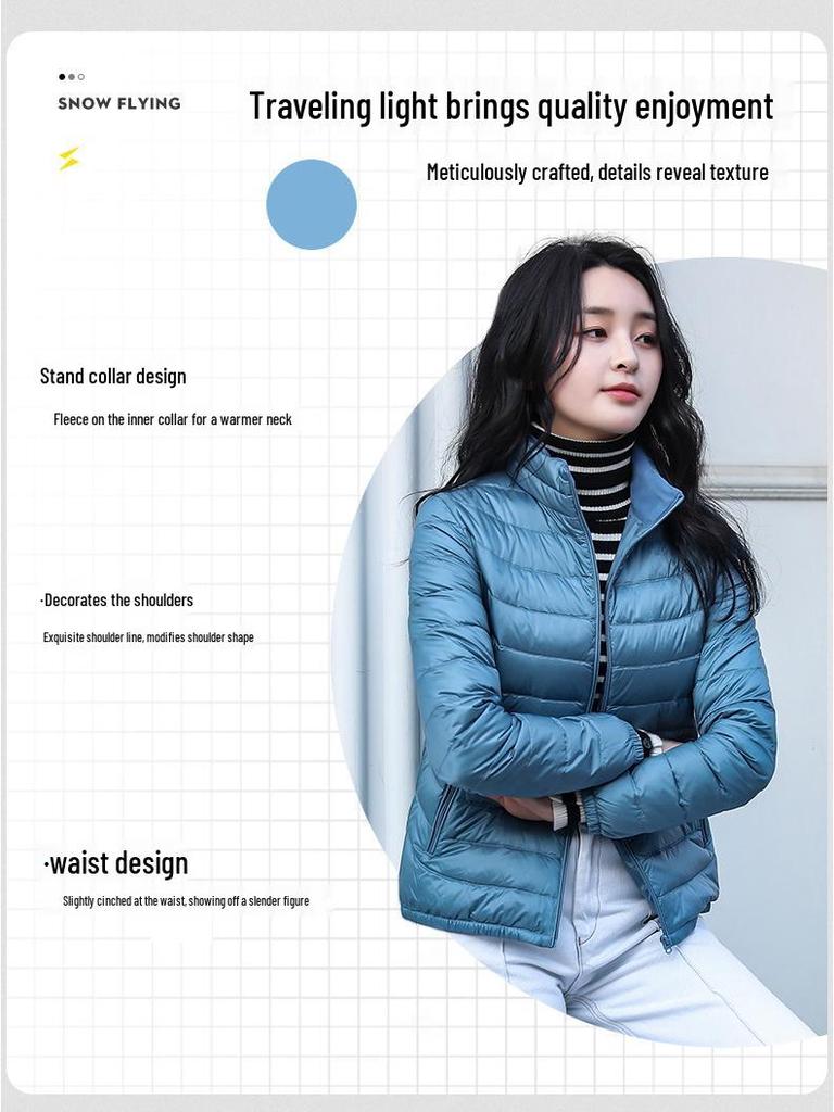 SNOW FLYING Women's Basic Stand-Collar Autumn Down Jacket