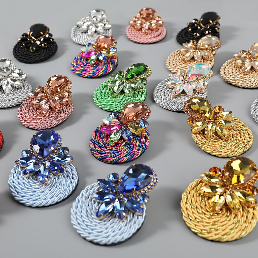 Exaggerated Geometric-shaped Polyester Stretch Yarn Woven Round Earrings for Women, New Style Jewelry
