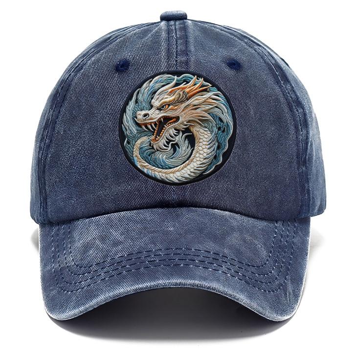 New hat printed dragon logo fashionable washed old retro cap men's sunshade baseball cap