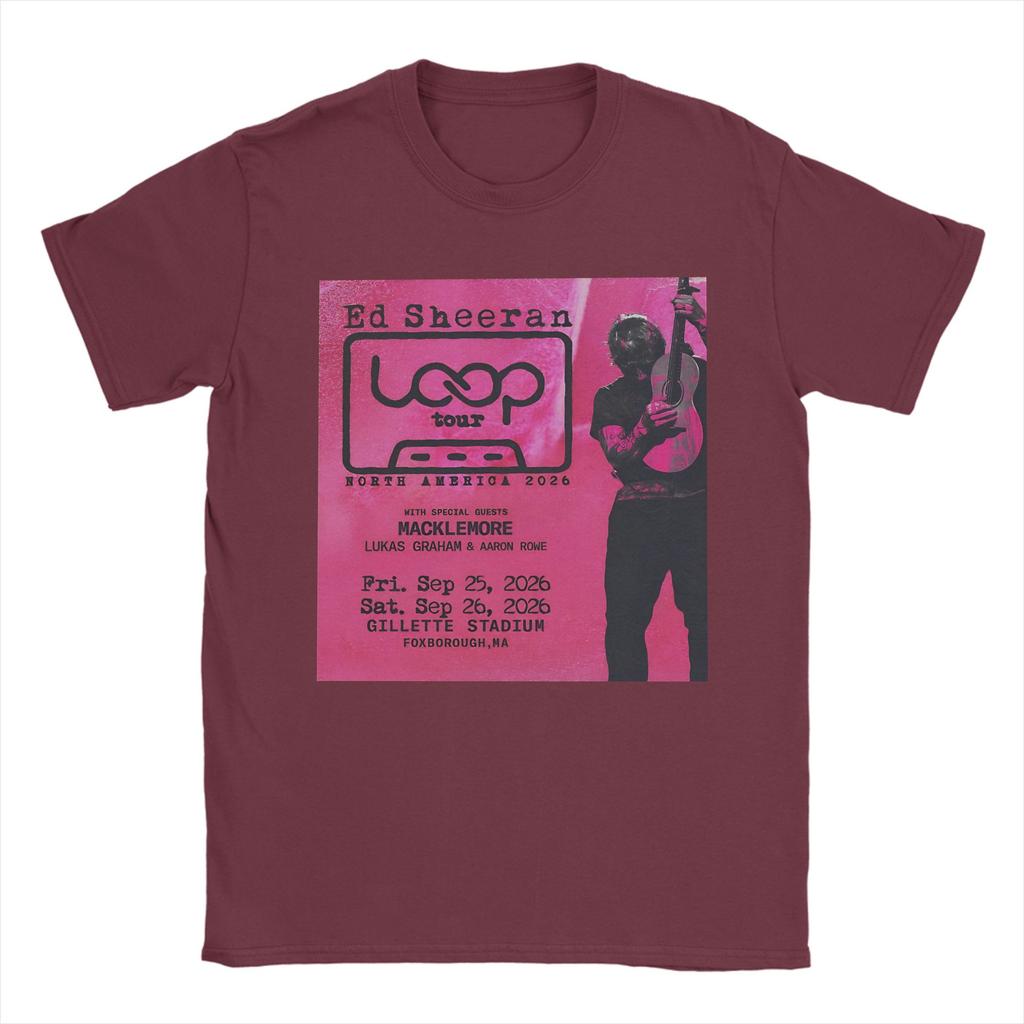Ed Sheeran Loop Ed America Tour 2026 TShirt Summer Cool T Shirts Men Cotton O Neck Oversized Tees Short Sleeve Vintage Tshirt