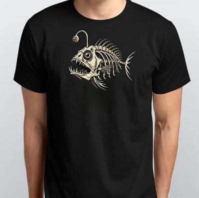Knochen Fisch Seltsames Skelett Grafikdruck T-SHIRT S M L XL XXL 3 4 XL Schwarz Weiß