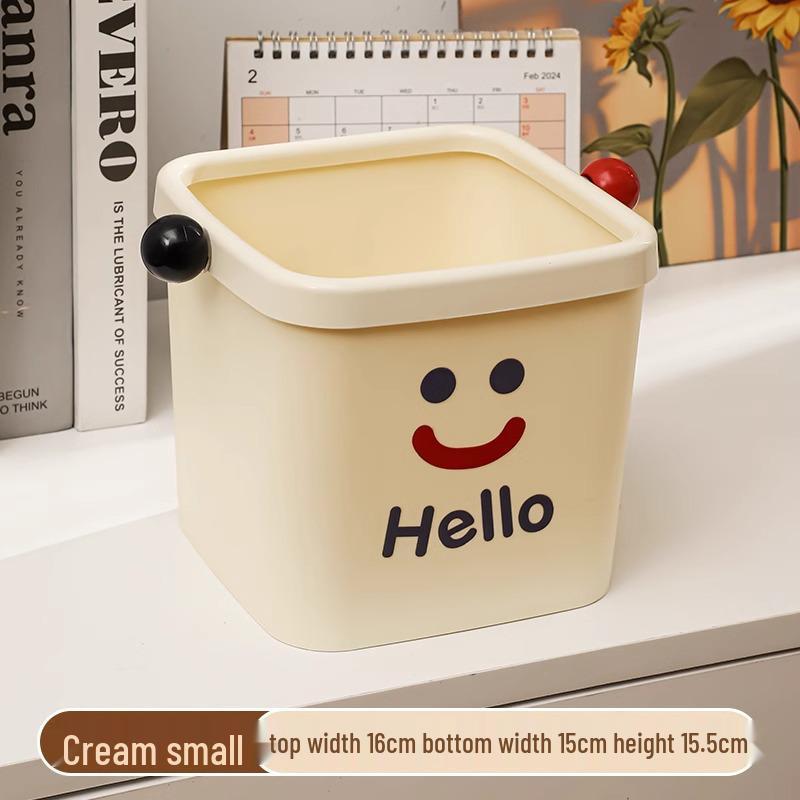 

Stylish Round Desktop Trash Can for Dorms - Cute, Functional Tabletop Storage