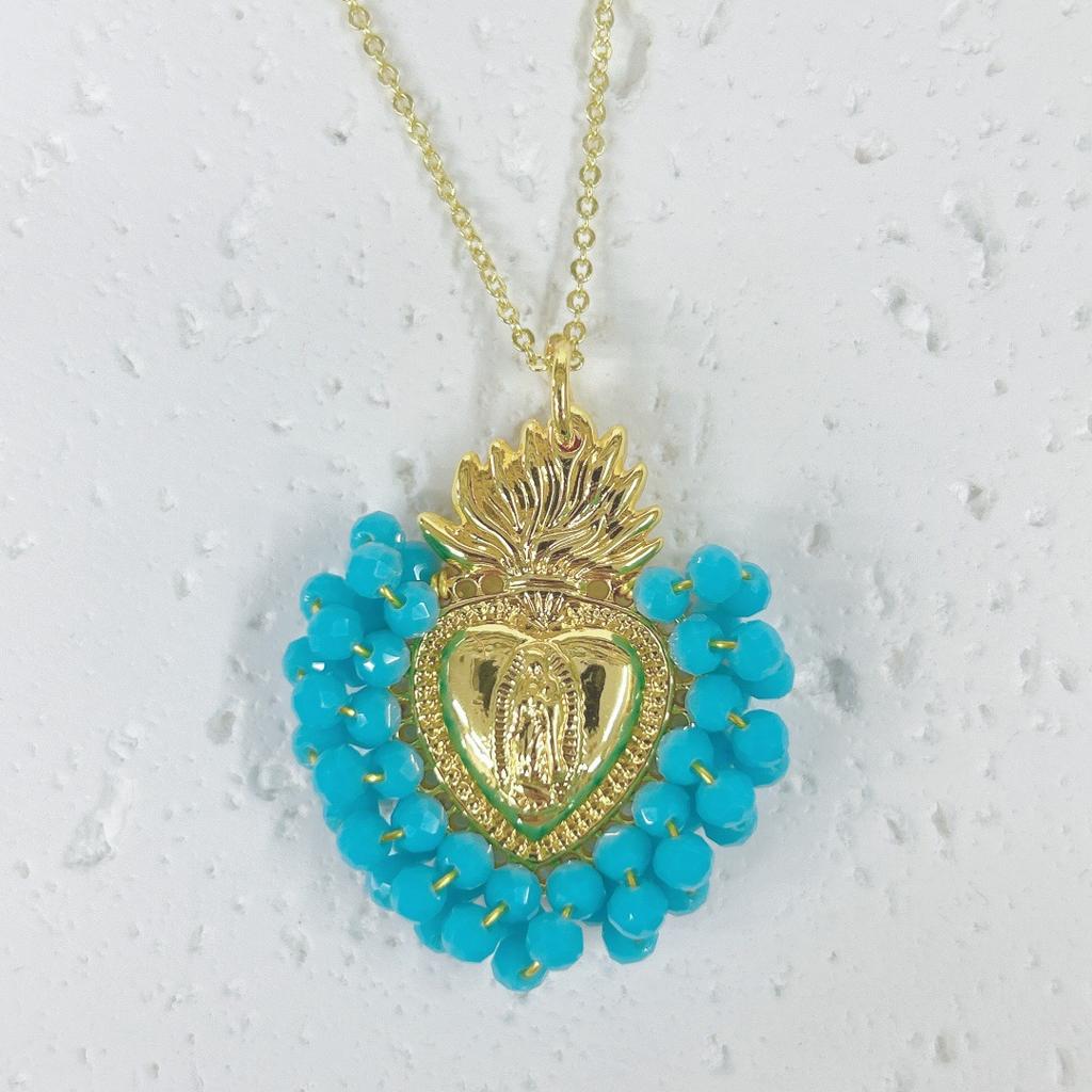 Europäische und amerikanische beliebte handgefertigte Kristallkrone Kupfer Liebe Jungfrau Halskette Anhänger Damenschmuck Geschenk