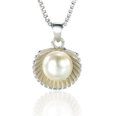Temperament, Women's Necklace Pendant, Pearl Scallop Shell Item, Silver Plated Jewelry
