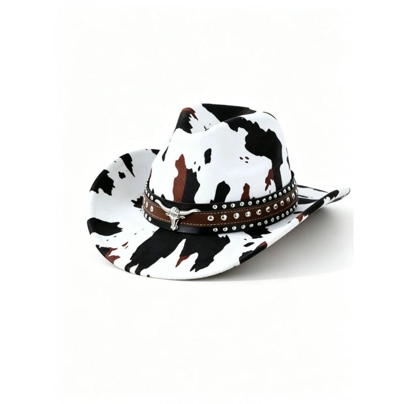 Vintage Cowboy Hat Women Men Retro Western Style Sun Cow Beige White Outdoor Protection