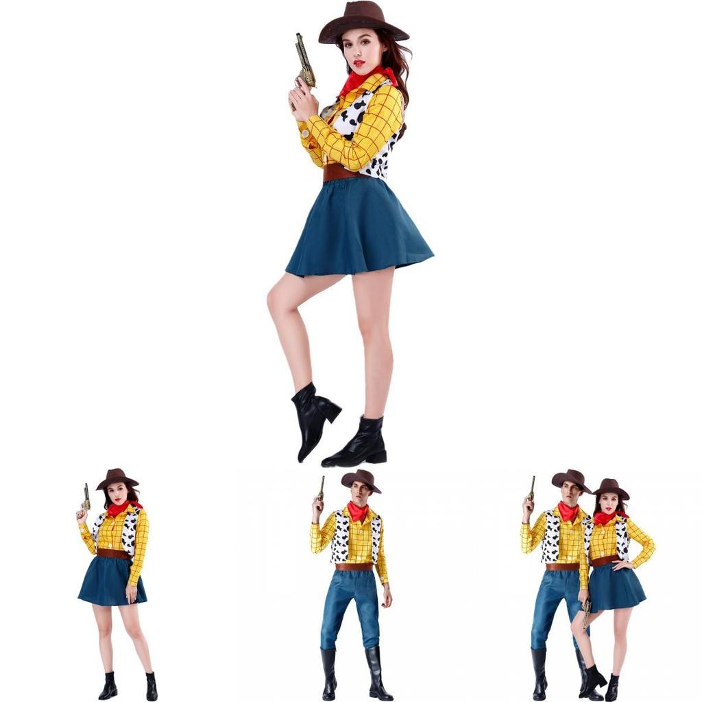 Lustiges und farbenfrohes Toy Story 4 Cowboy Woody Kostümset für Paare in den Größen M-xl