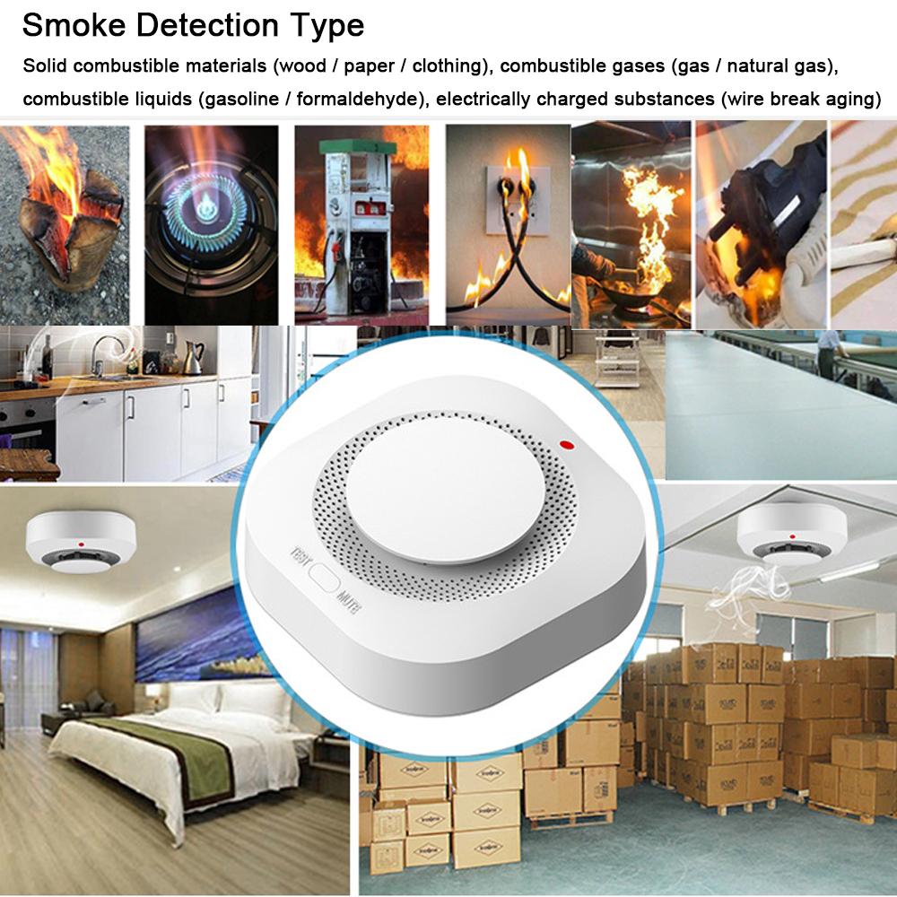Intelligent Wireless Smoke Detection Device 360  Degrees  Induction Home Smoke Alert Detector Sound Light Alarm and Short Messaging Notifi