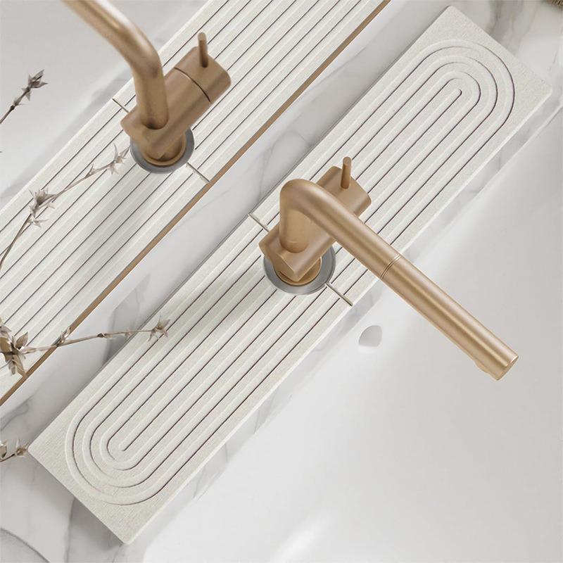 Diatomite Water Absorbent Fast-Drying Hard Mat for Kitchen Bathroom Sink Faucet Countertop