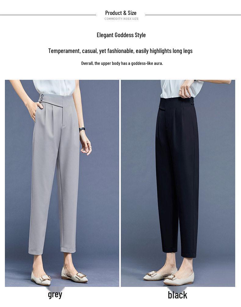 2026 Spring/Summer Women's High-Quality Cropped Trousers: Fashionable Drape Suit, Thin & Casual