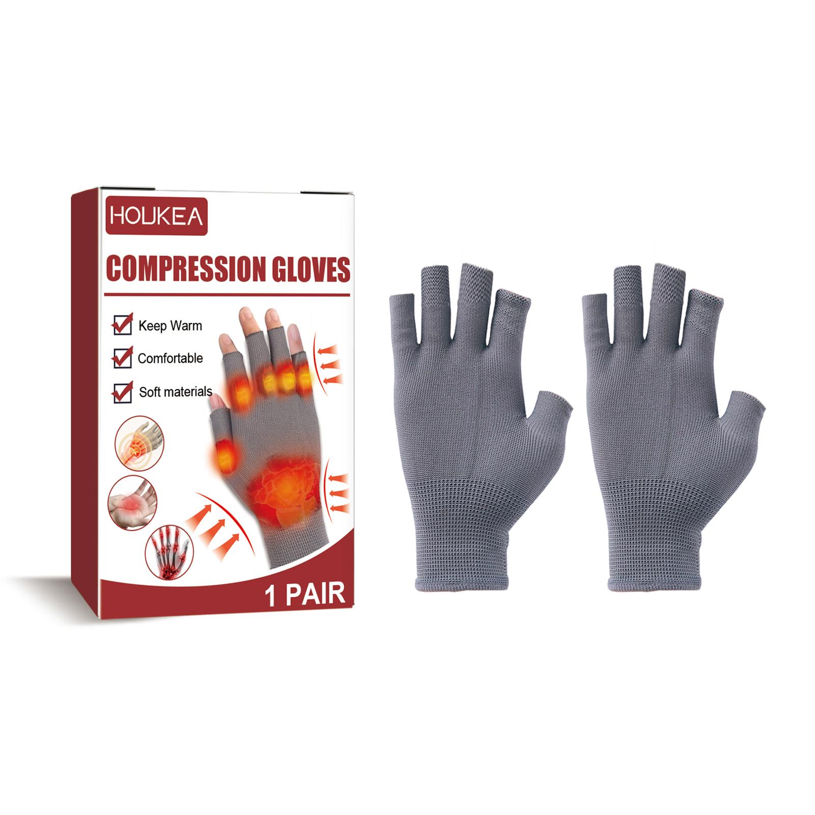 

HOUKEA HKA06-A025-1-WH1 1 Pair Stiffness Swelling Relief Gloves Nylon Half Finger Warm Hand Care Gloves A