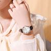 Diamond-Shaped Women's Quartz Watch with Leather Strap, Waterproof, and Suitable for Students and Couples.