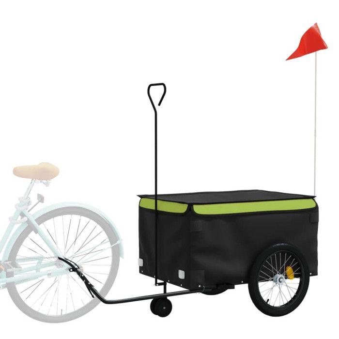 VidaXL Remorque de vélo noir et vert 45 kg fer 94116